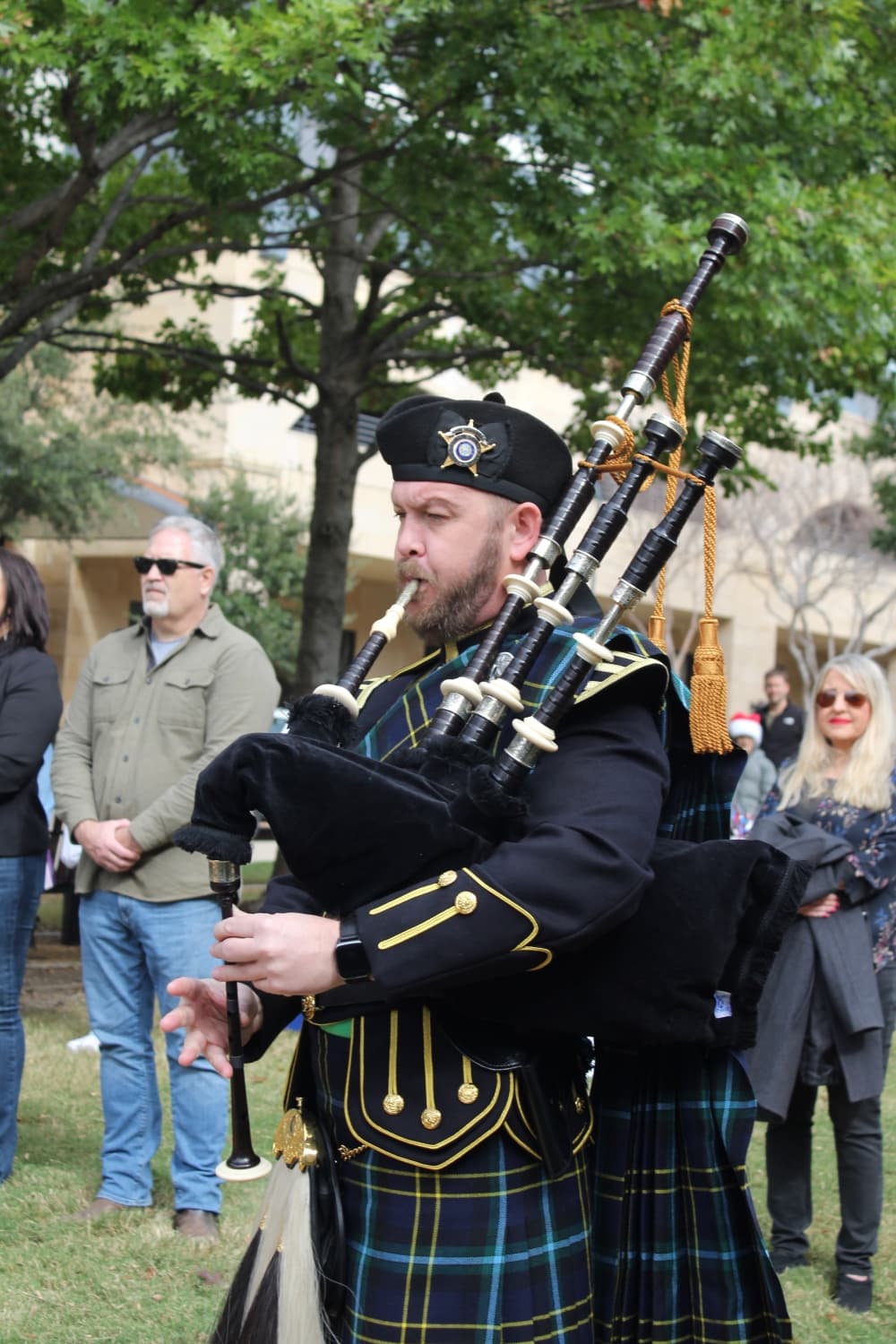 A man playing bagpipes