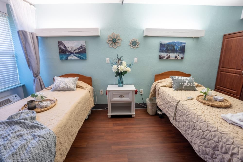 two beds in a room