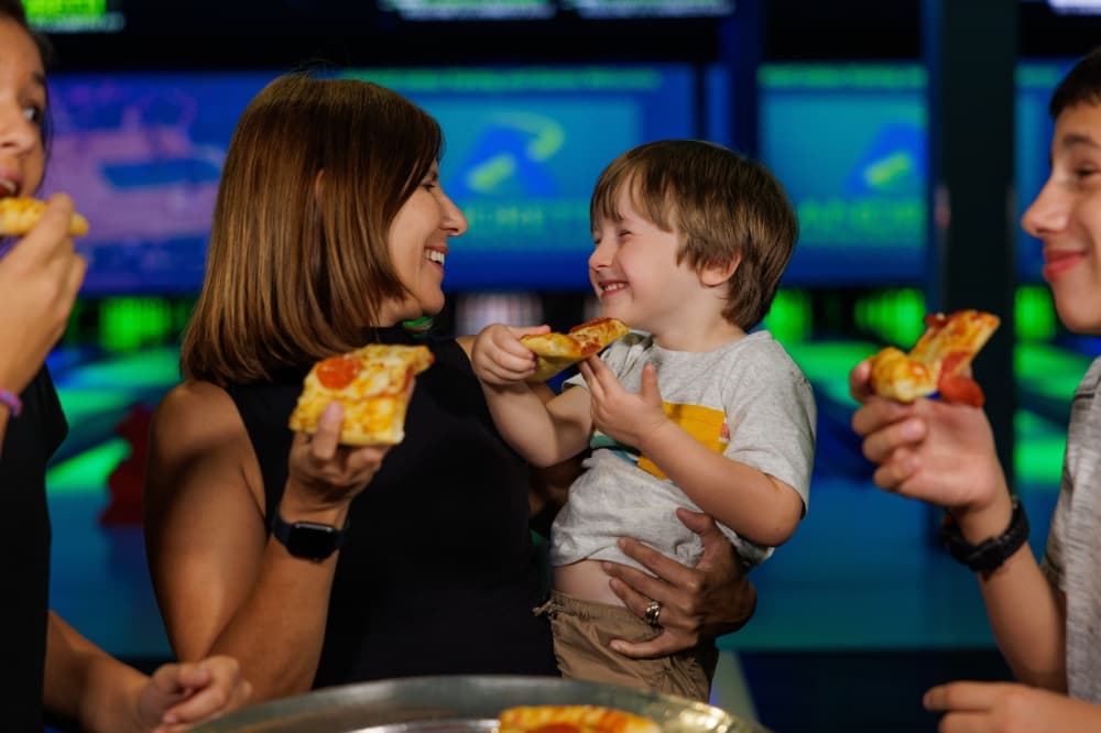 people eating pizza