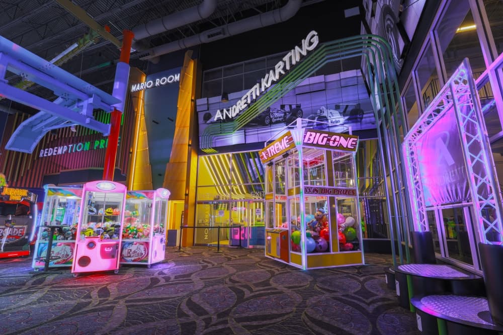 a wide view of an arcade