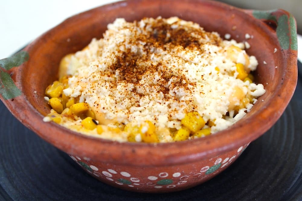 Mexican street corn is an oft-ordered appetizer at Panfila Cantina ($7). (Edmond Ortiz/Community Impact)