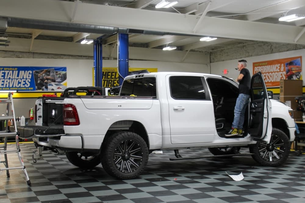 Truck having custom wrap installed