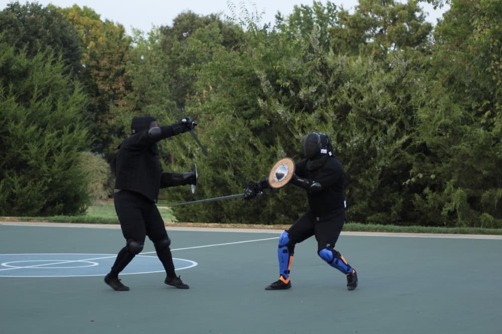 Students sparring 