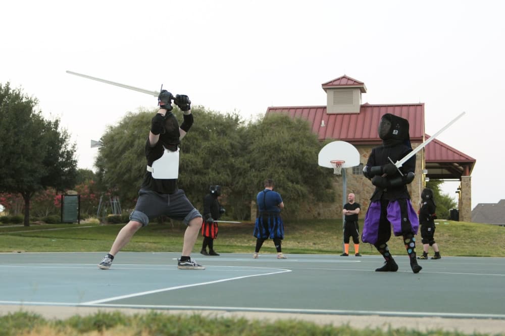 Students sparring 
