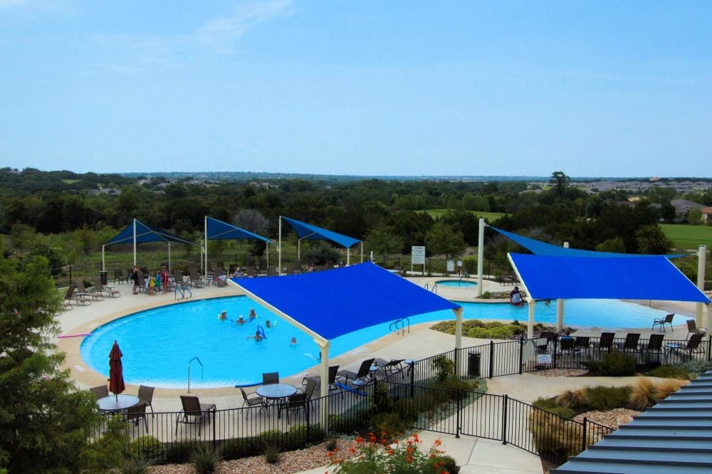 overhead view of pool area