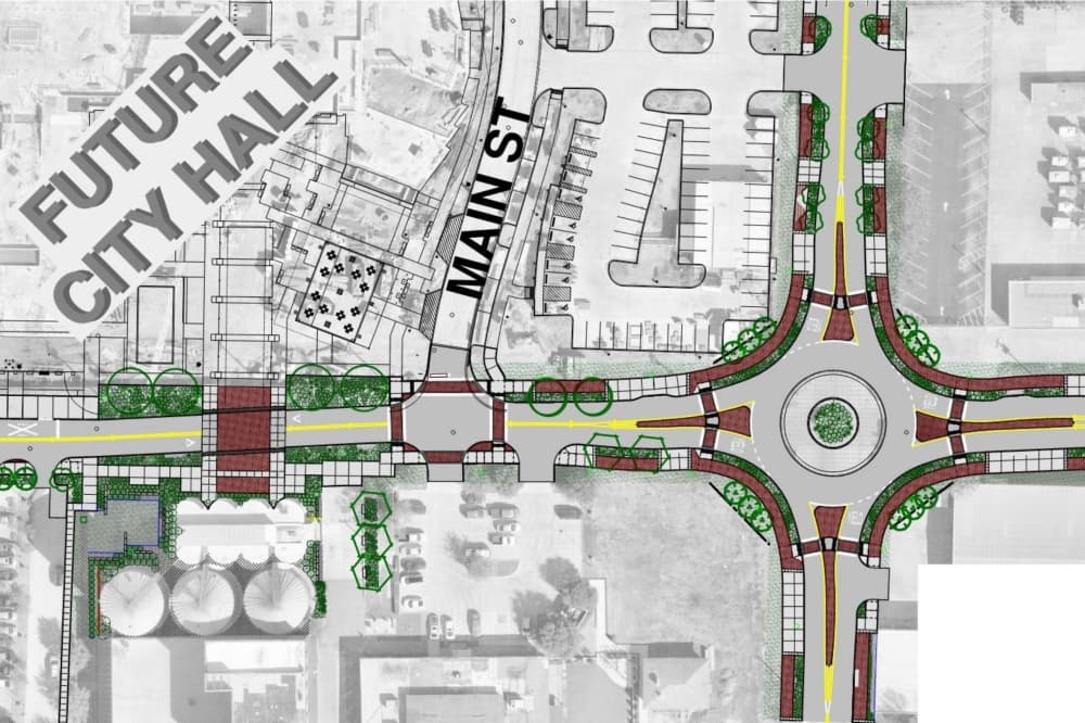 Site map of road construction project plan