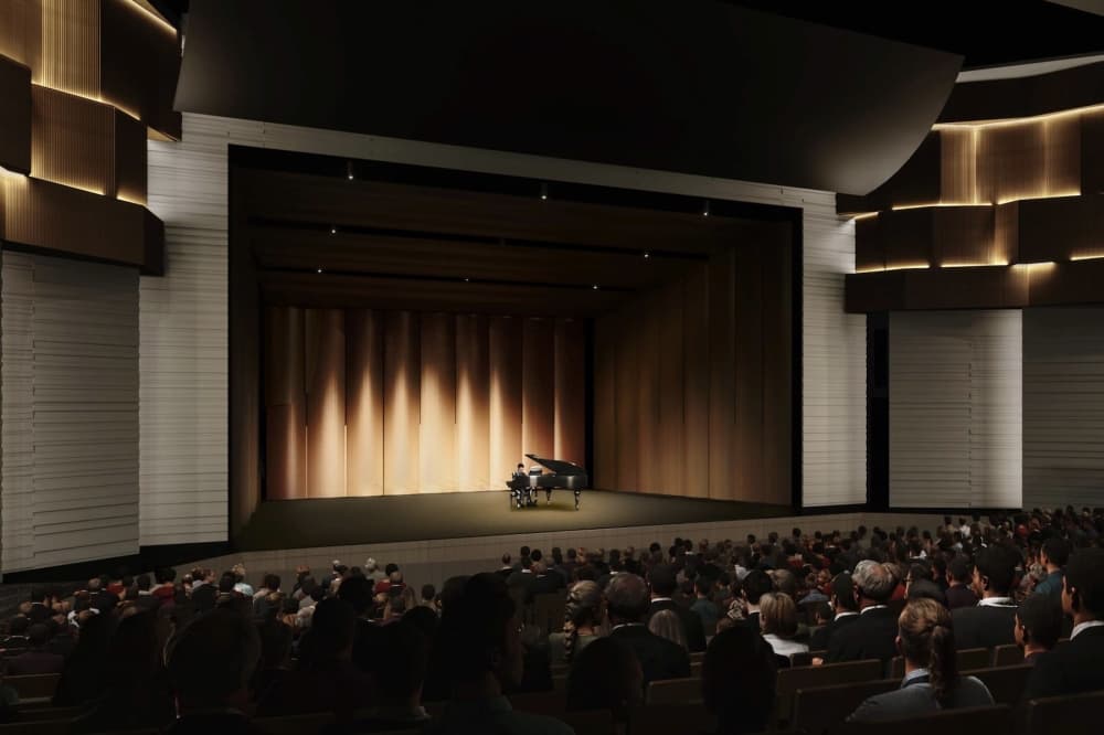 The visual and performing art center's performance hall will hold around 1,200 seats with a second-story balcony for seating. (Rendering courtesy Frisco ISD)