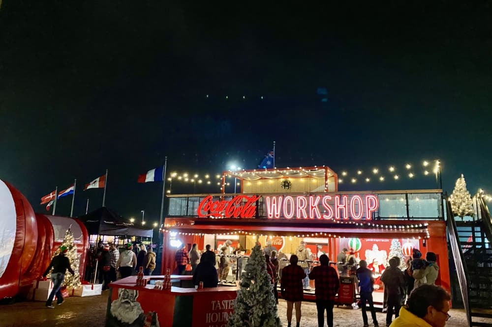 A sign reading "Santa's Workshop."