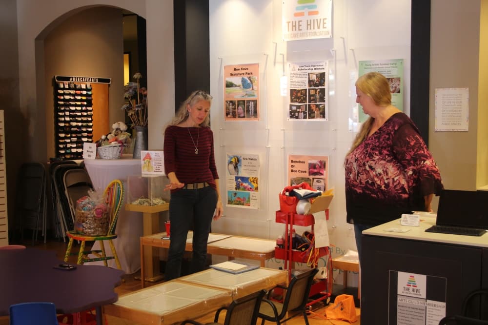 In addition to her ongoing projects, Deby Childress also coordinates art camps and classes at The Hive for all ages and skill levels. (Kameryn Griesser/Community Impact)