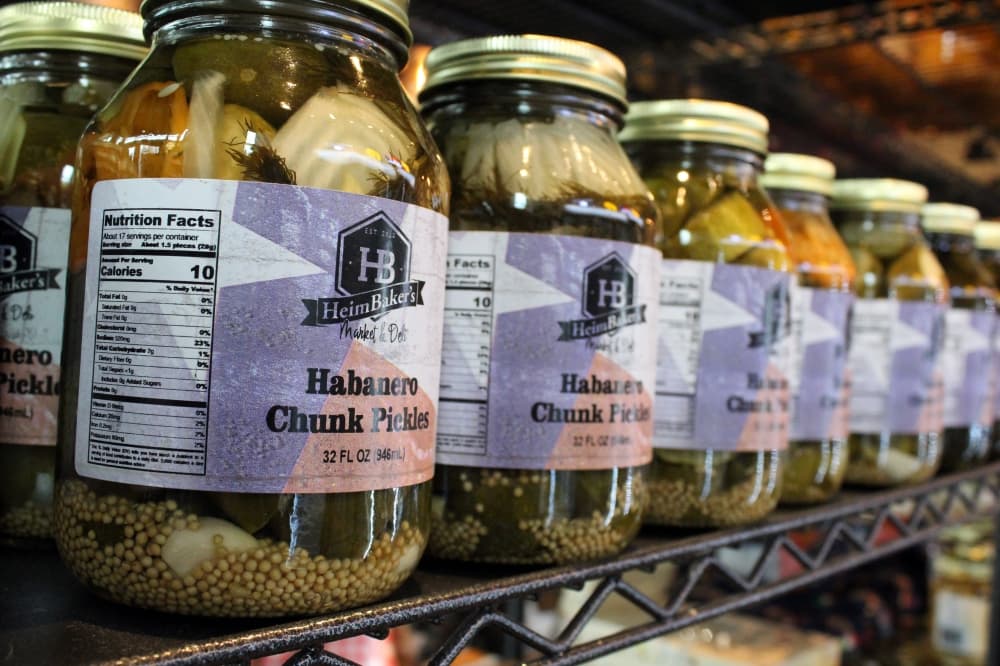 A variety of market items, such as salsa, pasta, sauce, pickles and more, are sold here. (Karen Chaney/Community Impact)