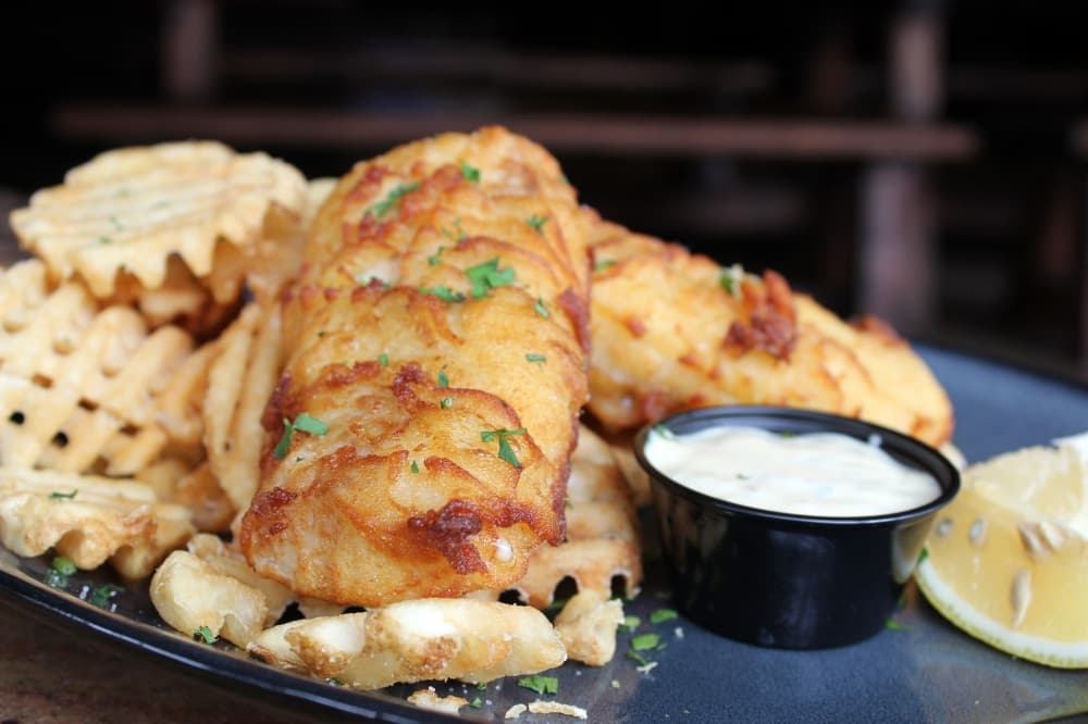 Fried fish with fries