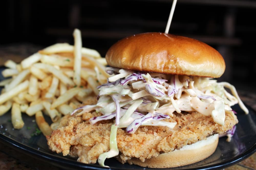 Chicken sandwich with fries
