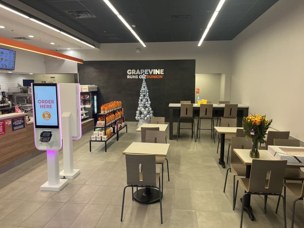 Interior of a Dunkin store.