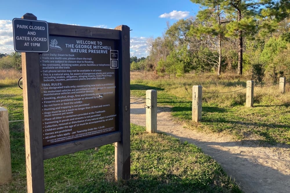A side is positioned outside of a nature trail