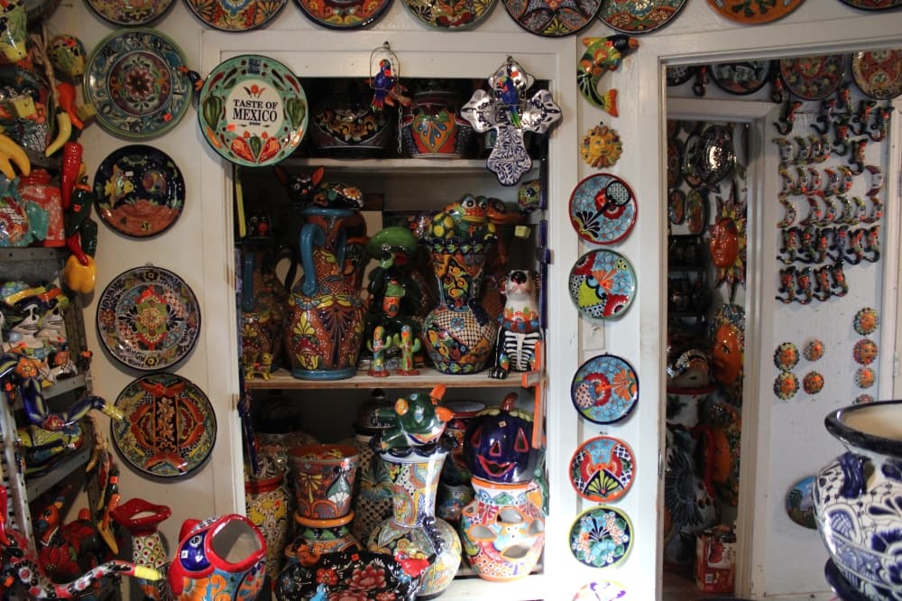 Several piece of pottery on display