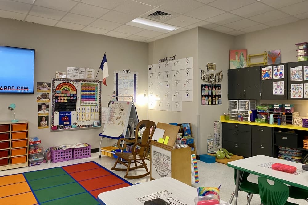 A kindergarten classroom at Mina Elementary School.