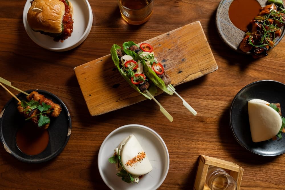A table displays various foods.