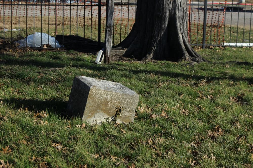 Unlevel grave stone at Buckner Cemetery