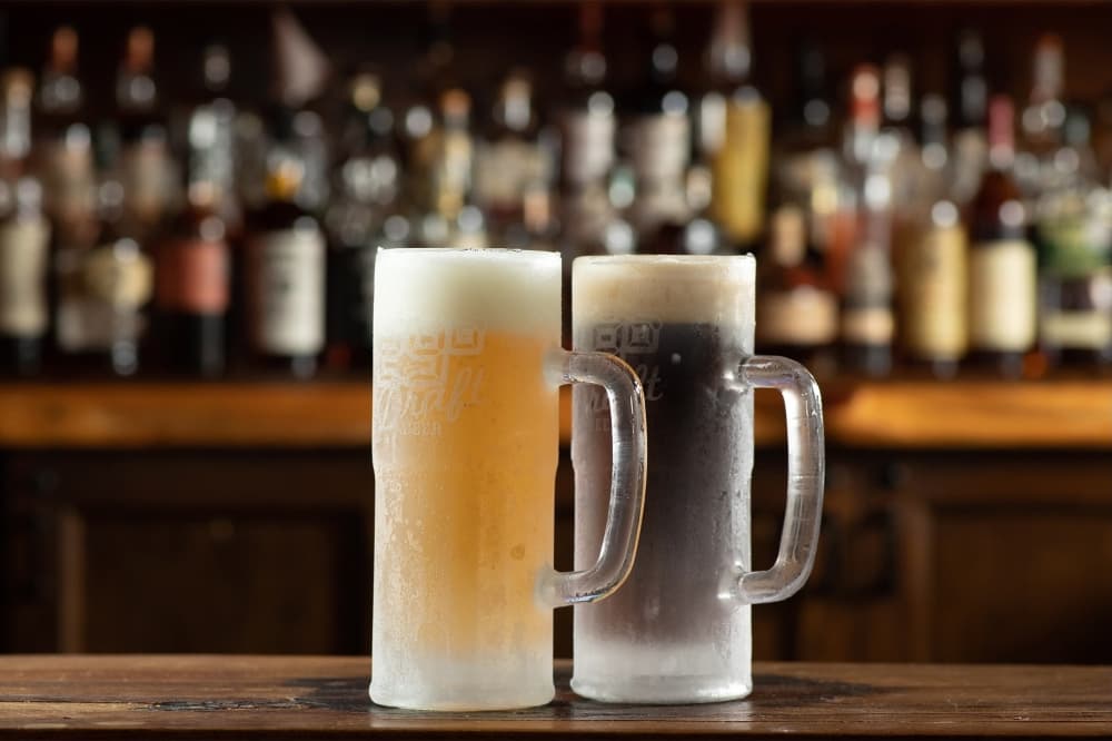 Beer in frosted mugs
