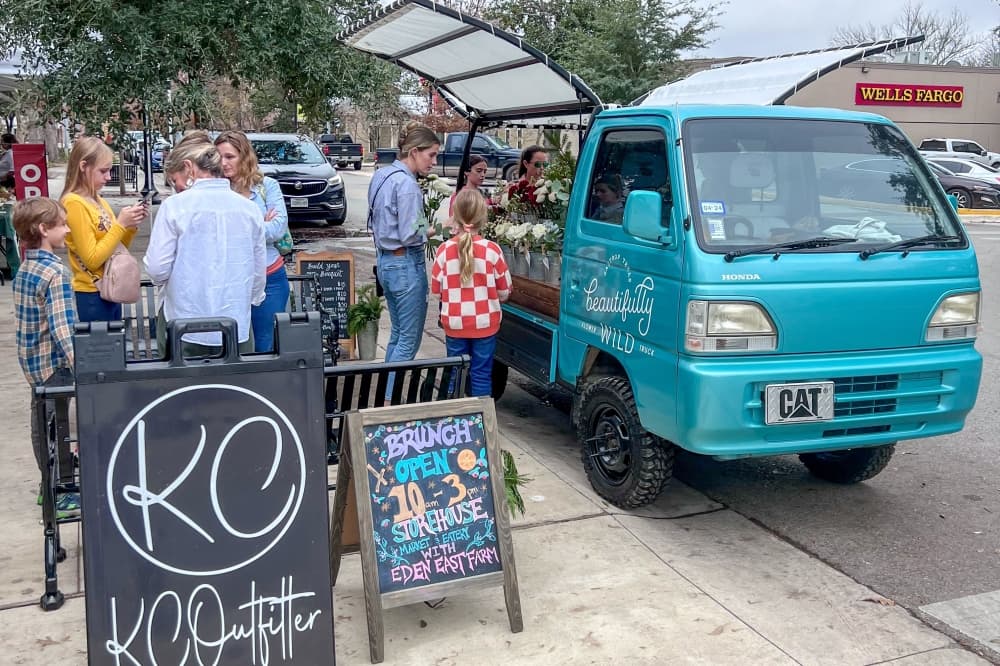 Owner Amanda Gruetzner takes the Beautifully Wild Flower Truck to local popups.
