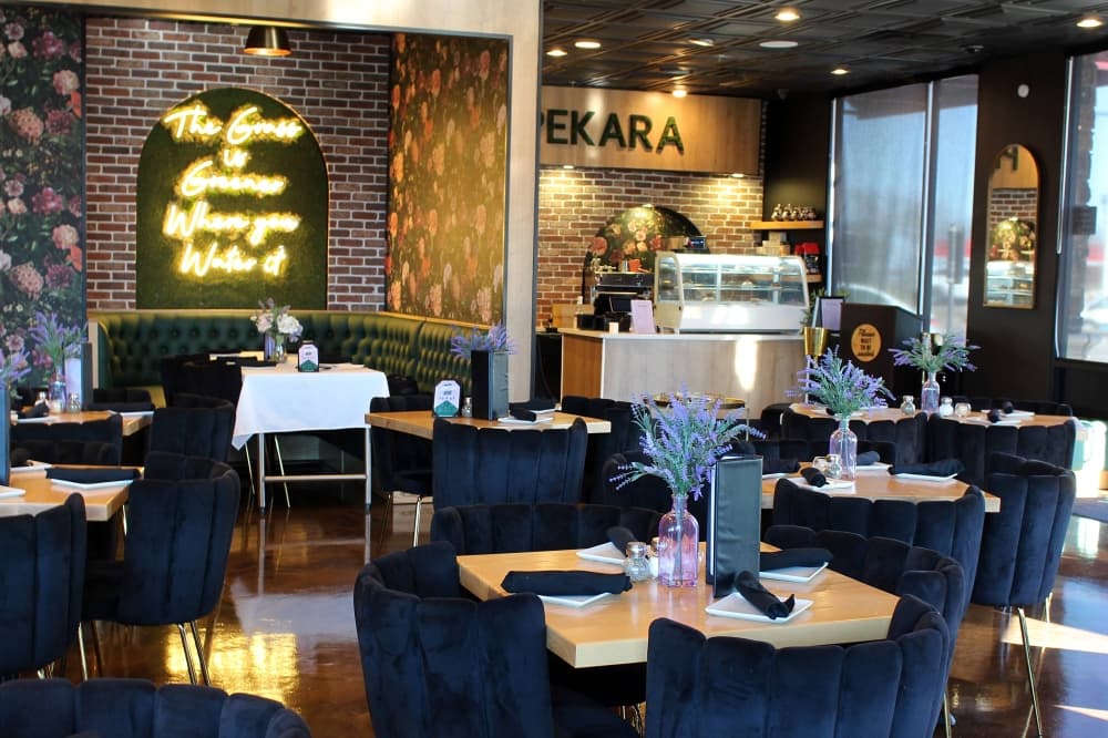 Interior of a restaurant.