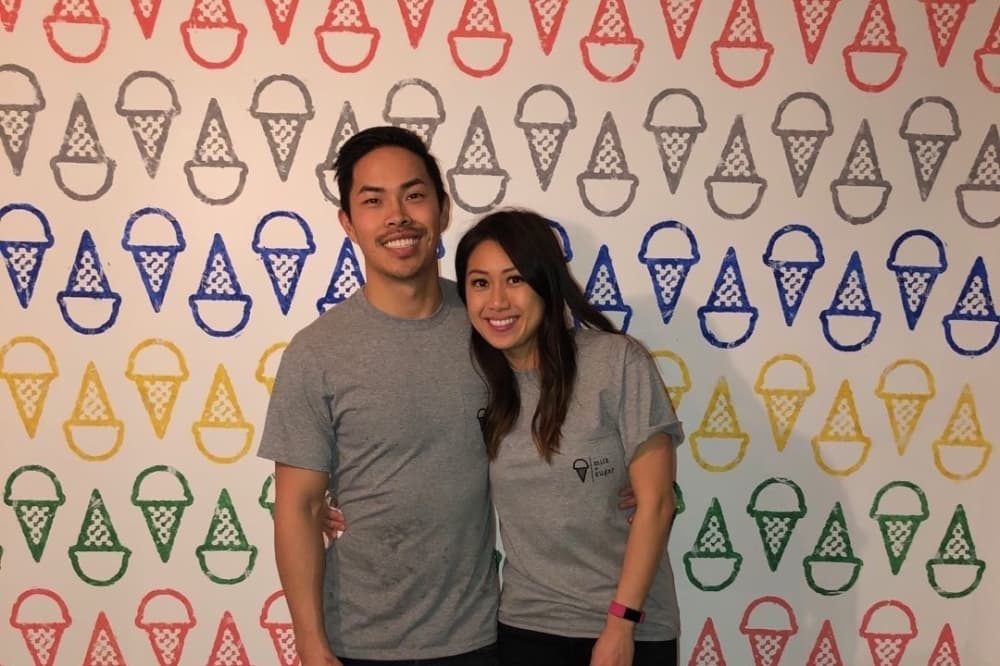 This is a photo of the ice cream shop owners