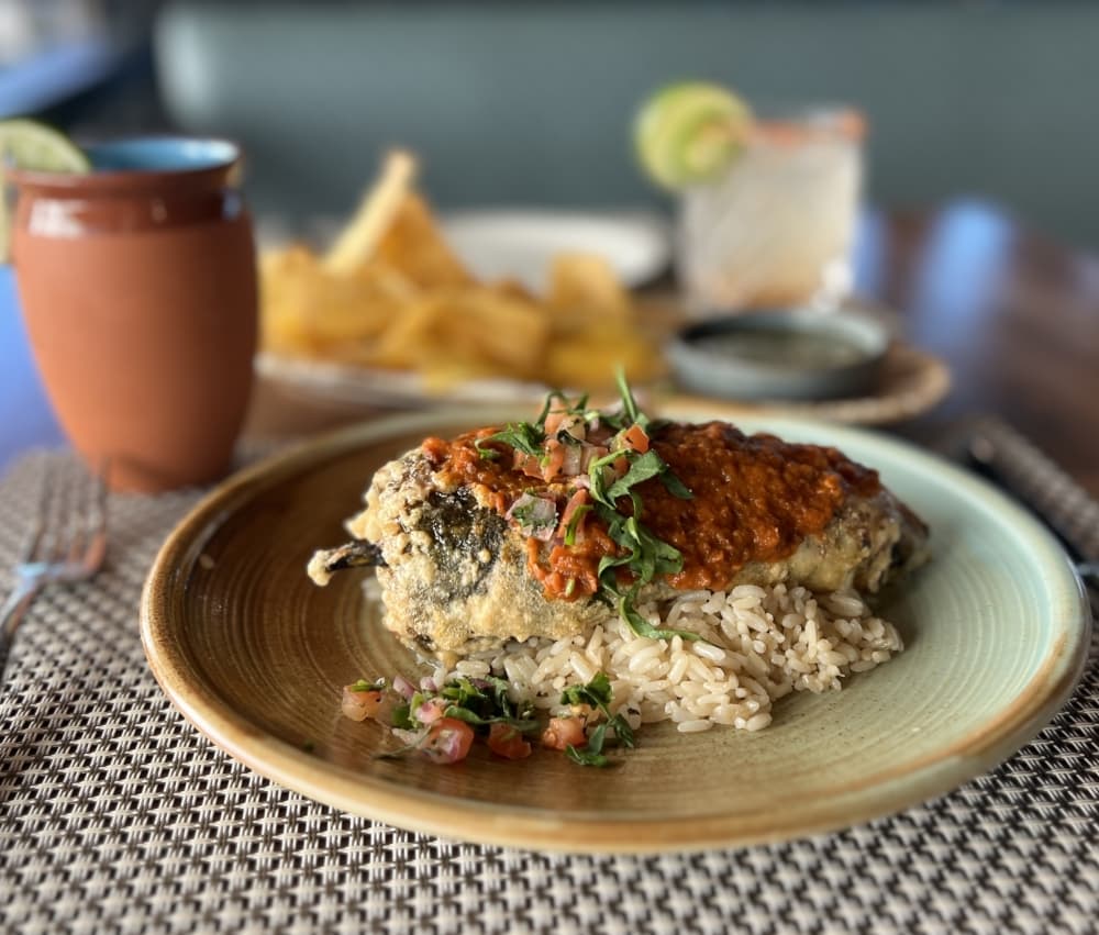 A chile relleno dish on a plate