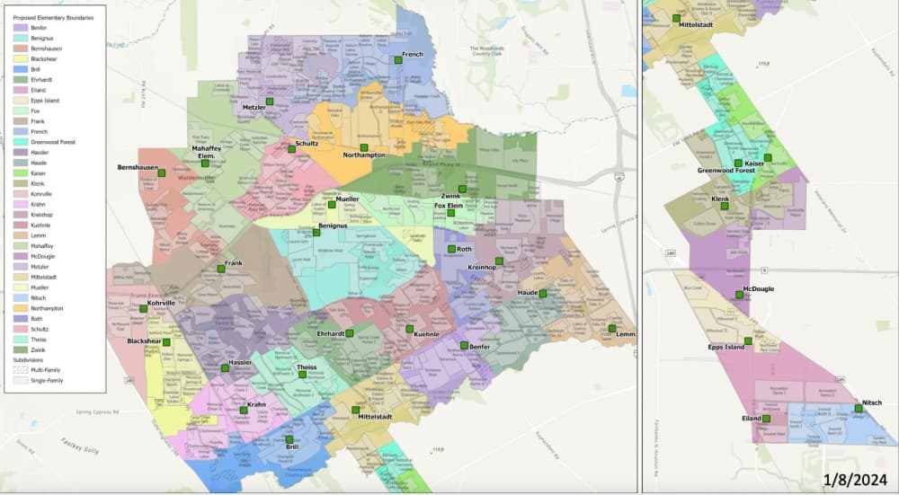 A zoning map for Klein ISD's elementary schools