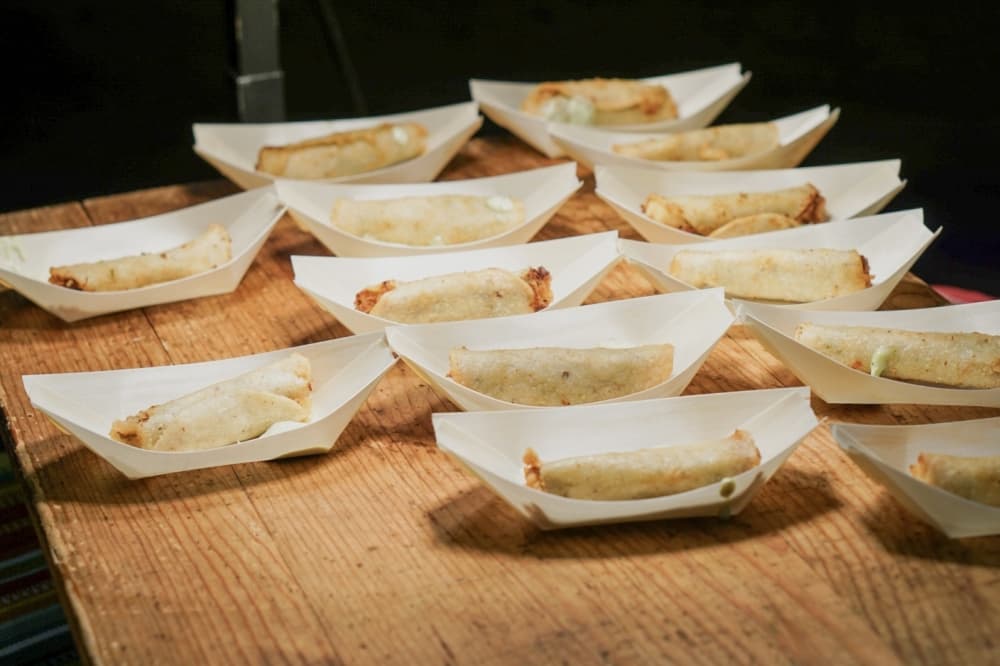A selection of food samples in small cups