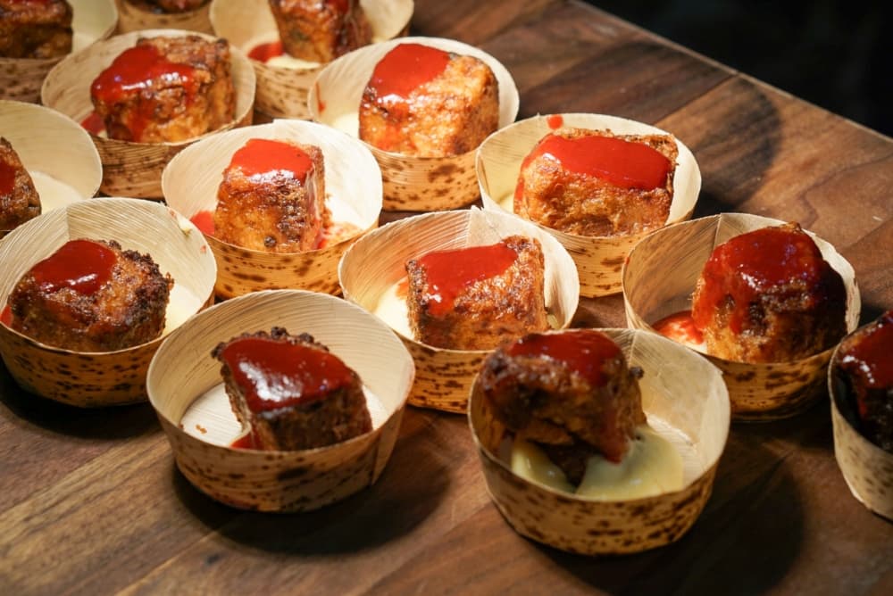 Samples of food in cups