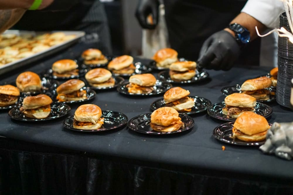 An assortment of sandwiches on buns