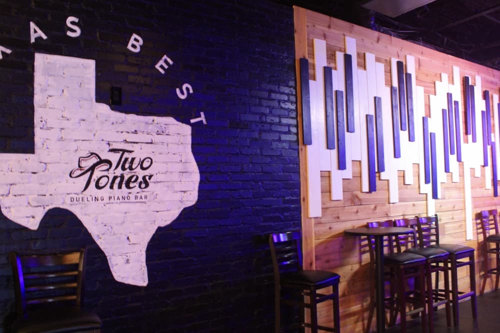 Texas on the wall with piano key background
