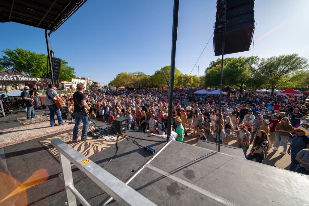 A band performing on stage.