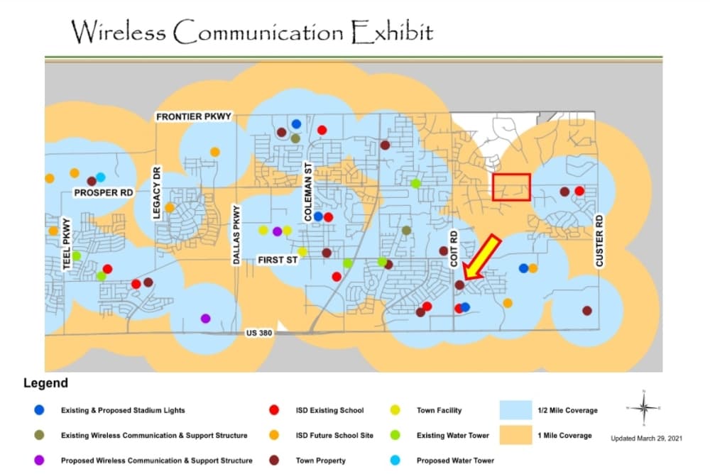 cell tower coverage map prosper