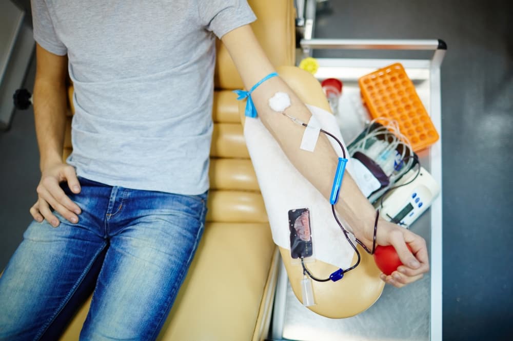 Taking blood from arm