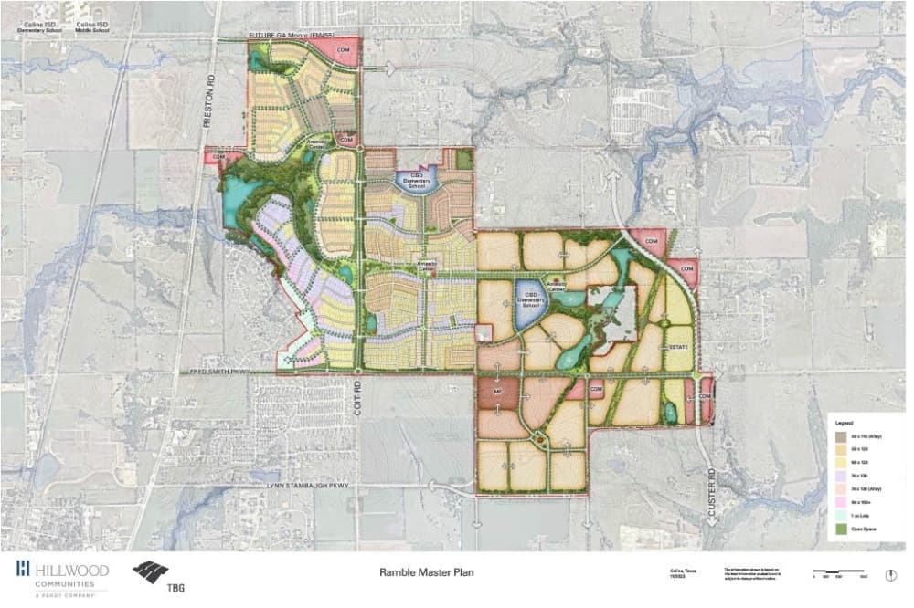 Master plan map of Ramble by Hillwood, a new community being developed by Hillwood Communities