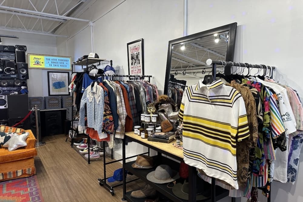 Racks of vintage clothes