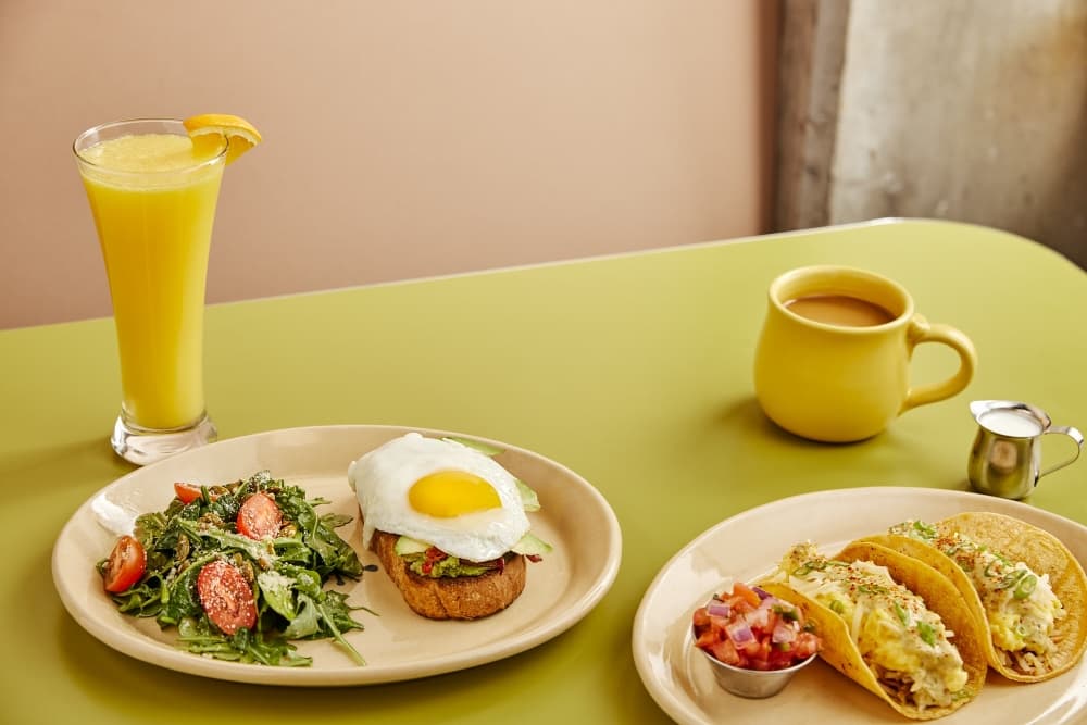 breakfast items on a table
