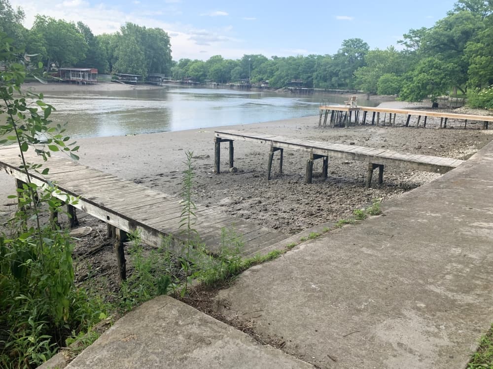 dry docks on a lake bed