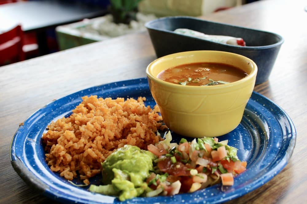beans, rice and pico de gallo