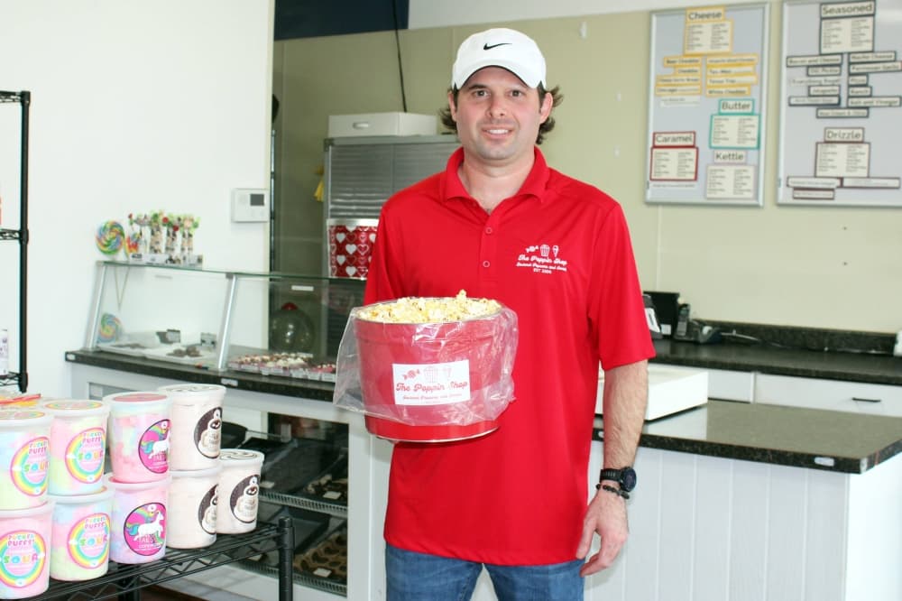 The Poppin’ Shop specializes in gourmet popcorn