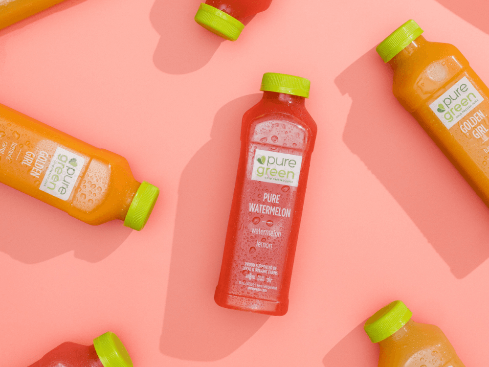 An assortment of bottled juices