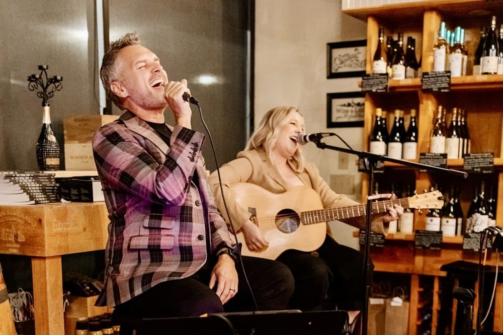 Live music performance at a wine bar.
