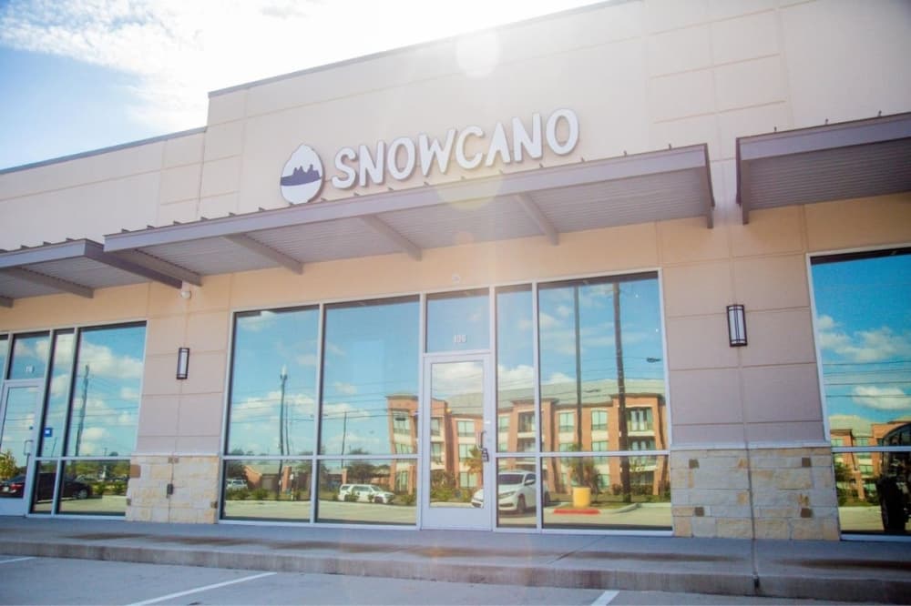 outside Snowcano coffee shop in Katy