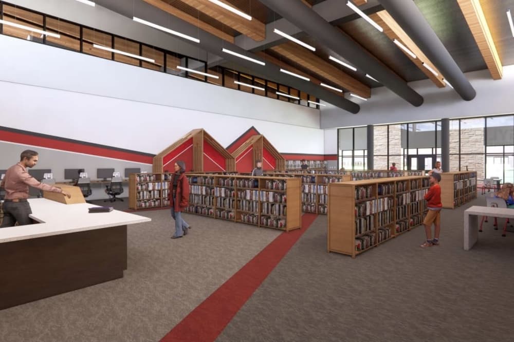 Rendering of middle school library 