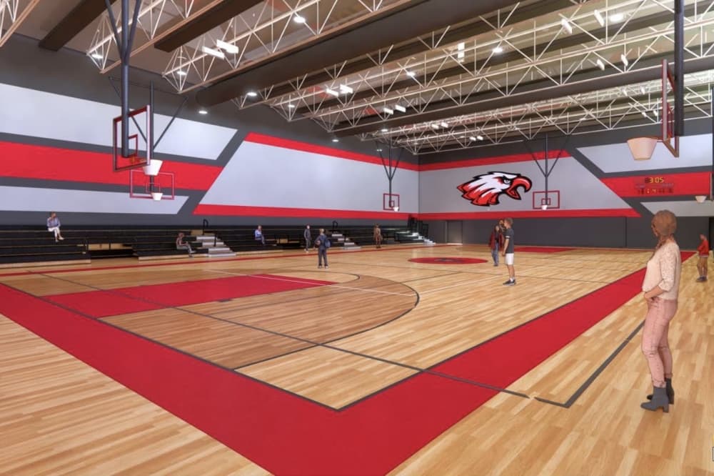 Rendering of one gym at new middle school 