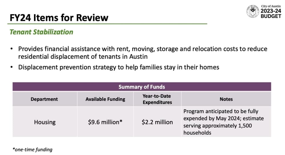Austin tenant stabilization program