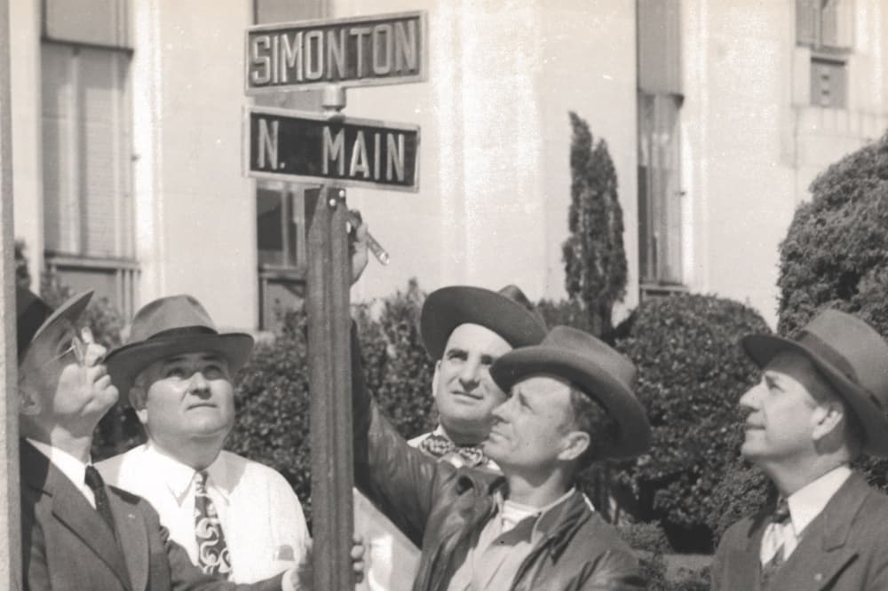 Early in its history, the Conroe Lake Conroe Chamber of Commerce was involved in various beautification projects, including street sign improvements. (Courtesy Conroe/Lake Conroe Chamber of Commerce)