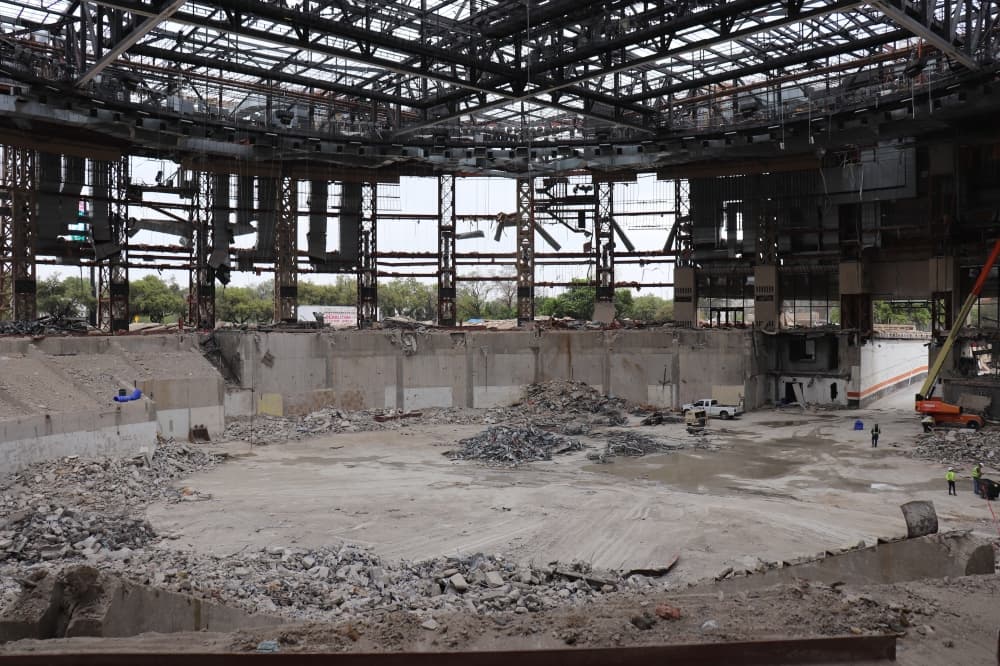 The Frank Erwin Center was a six-story facility that hosted basketball games, graduation ceremonies, concerts and other large events. (Zara Flores/Community Impact)