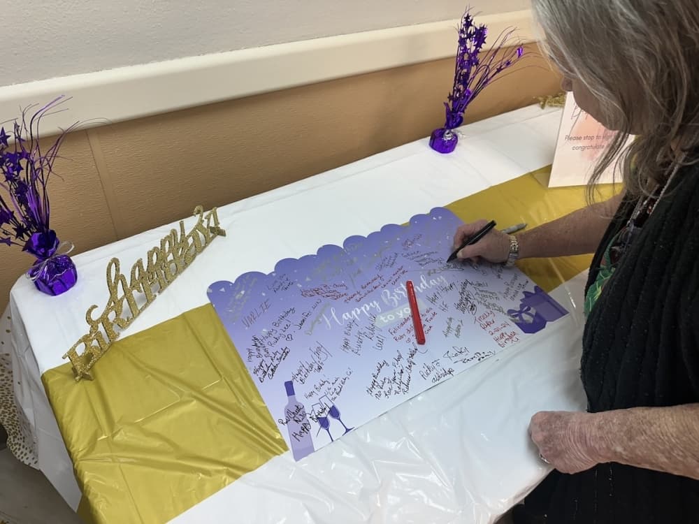 A giant card was available for visitors to sign for Ruby Lee.